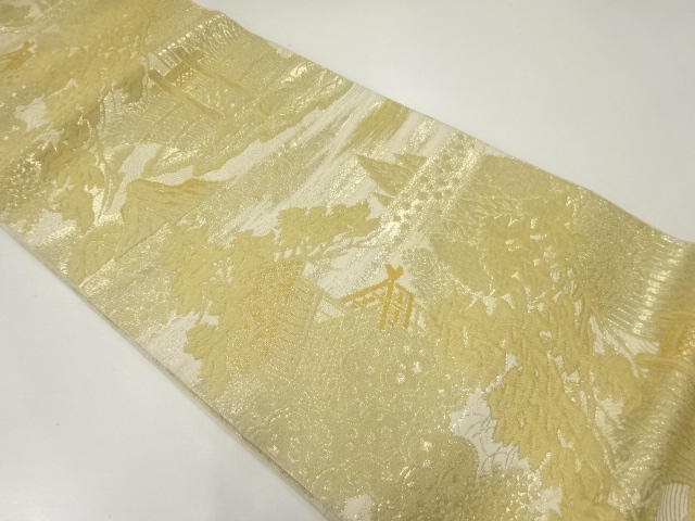 アンティーク　樹木風景模様織出し袋帯（材料）